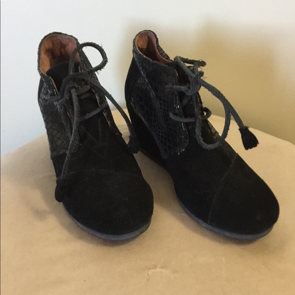 Suede wedge booties